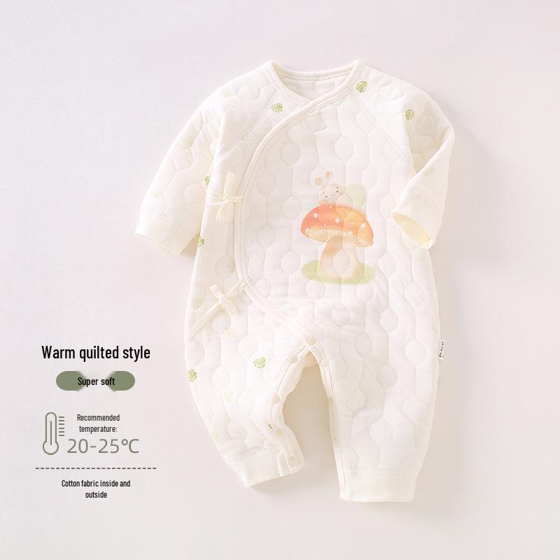 Butterfly Baby Romper: Cozy 3-Layer Cotton Onesie for Newborns - Perfect for Autumn & Winter