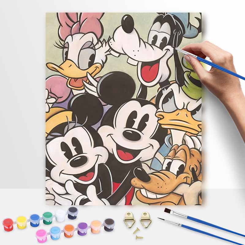 Disney Mickey Friends digital oil painting diy handpainted coloring painting home decoration classic cartoon characters art wall decor fun