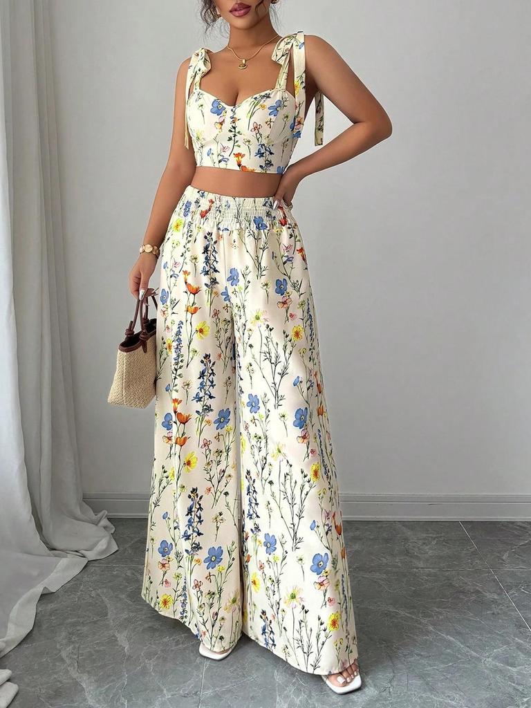 European Style Printed Women's Sling Top Set