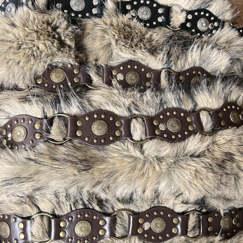 Punk Rivet Fur Belt, Western Cowboy Style Fur Belt, Unique and Versatile New Style
