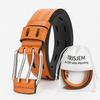 Men Classic Double Needle Buckle Belt, Casual Waistband for Daily Jeans & Outfit Matching, Great Choice for Him On All Festivals