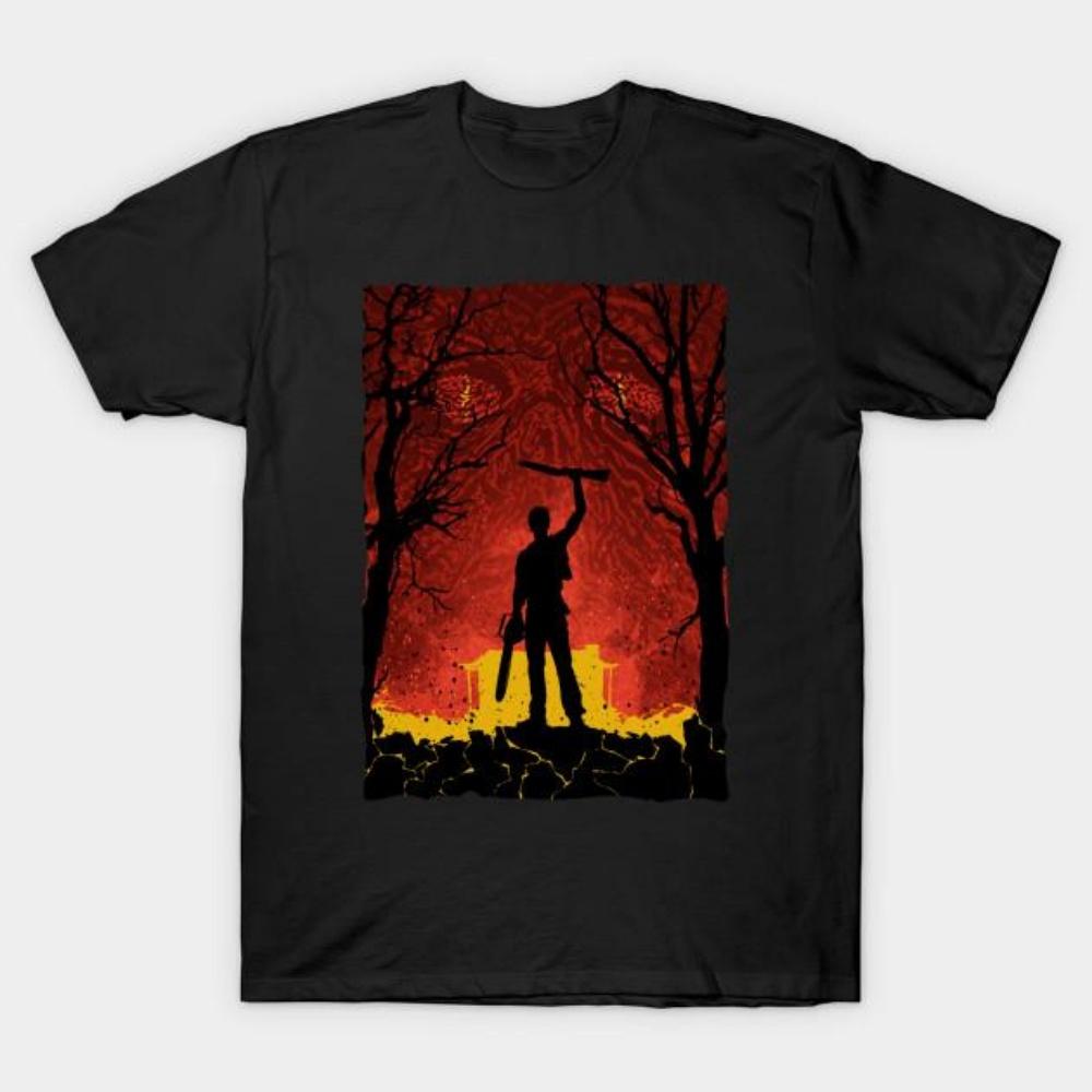 Men Black Print T-shirt Ash Evil Dead No-Cut Transfer Paper Print Cotton Tshirt S чёрный