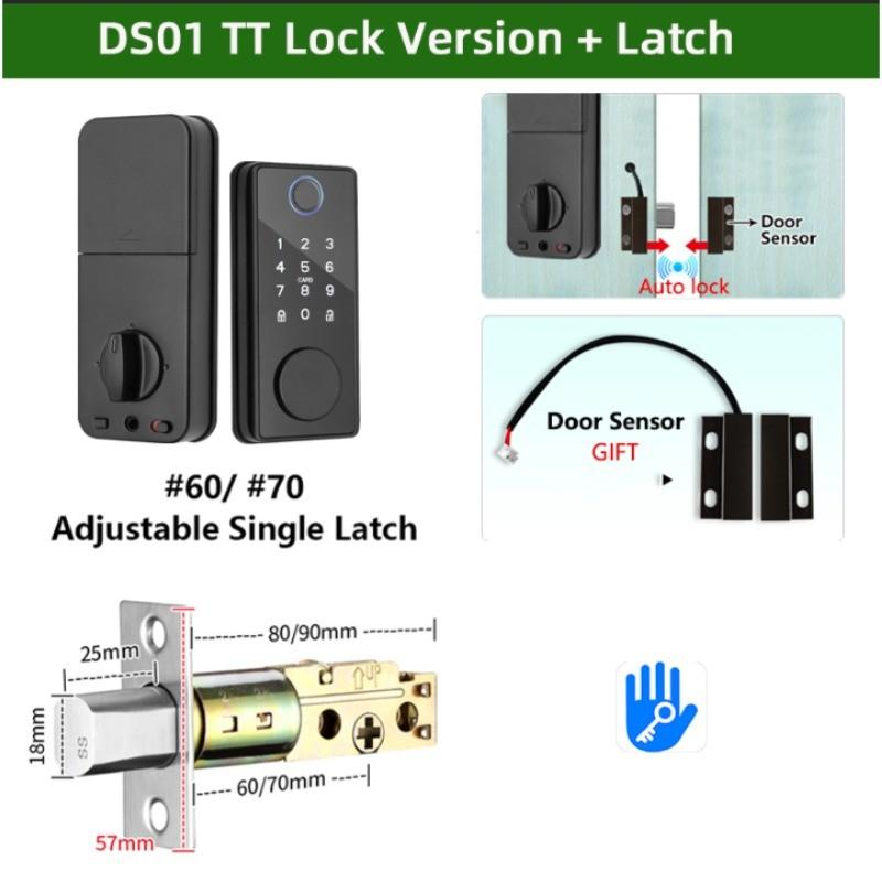 

DS01 TT Lock/Tuya Smart Fingerprint Deadbolt Lock с защелкой/датчиком двери Автоматический замок Интеллектуальный электронный дверной замок