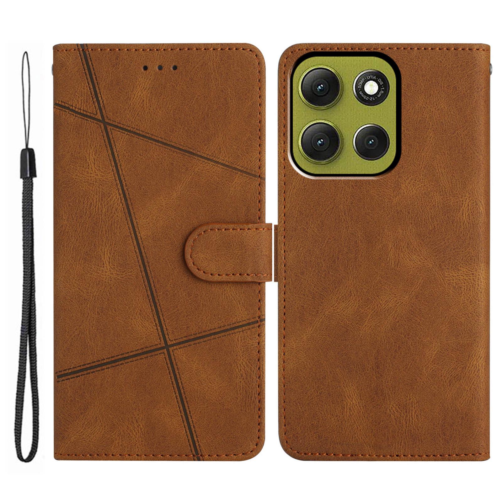 

For Motorola Moto G86 5G Wallet Case Line Imprinted Skin-Touch Leather Flip Phone Cover