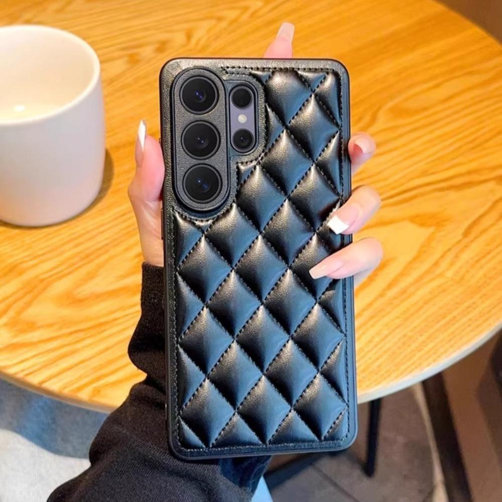 Fashion Small Fragrance Lambskin Leather Phone Case For Samsung Galaxy S26 Ultra S25 S24 Plus Luxury Shockproof Protective Cover