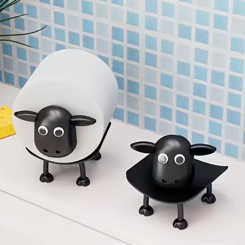 Cute Sheep Toilet Paper Holder Tissue Holder Hanging Bathroom Toilet Paper Holder Roll Paper Holder Towel Rack Stand Storage Rack