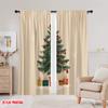 2pcs,2D plane printing Minimalist Curtains Christmas tree_ gift box_ snowflake Versatile 100% Polyester (without rod) Festive