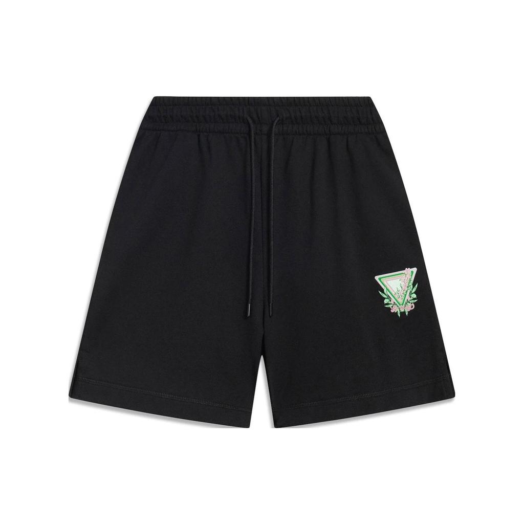 Li-Ning Chinese Culture Series Graphic Print Straight Shorts Women Bottoms Black AKST416-3