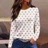 Damenmode Lässig Schlitzsaum Rundhals Langarm Bedrucktes T-Shirt Damen Oberteil