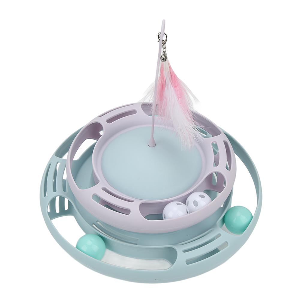 Katzen-Drehtisch-Spielzeug Sicher Multifunktional Attraktiv Puzzle-Drehtisch Kätzchen-Spielzeug mit Lustigem Katzenstab
