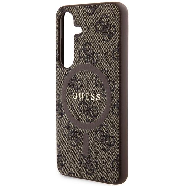 Guess Guhms24Sg4Gfrw S24 S921 Brązowy/Brown Hardcase 4G Collection Leather Metal Logo Magsafe