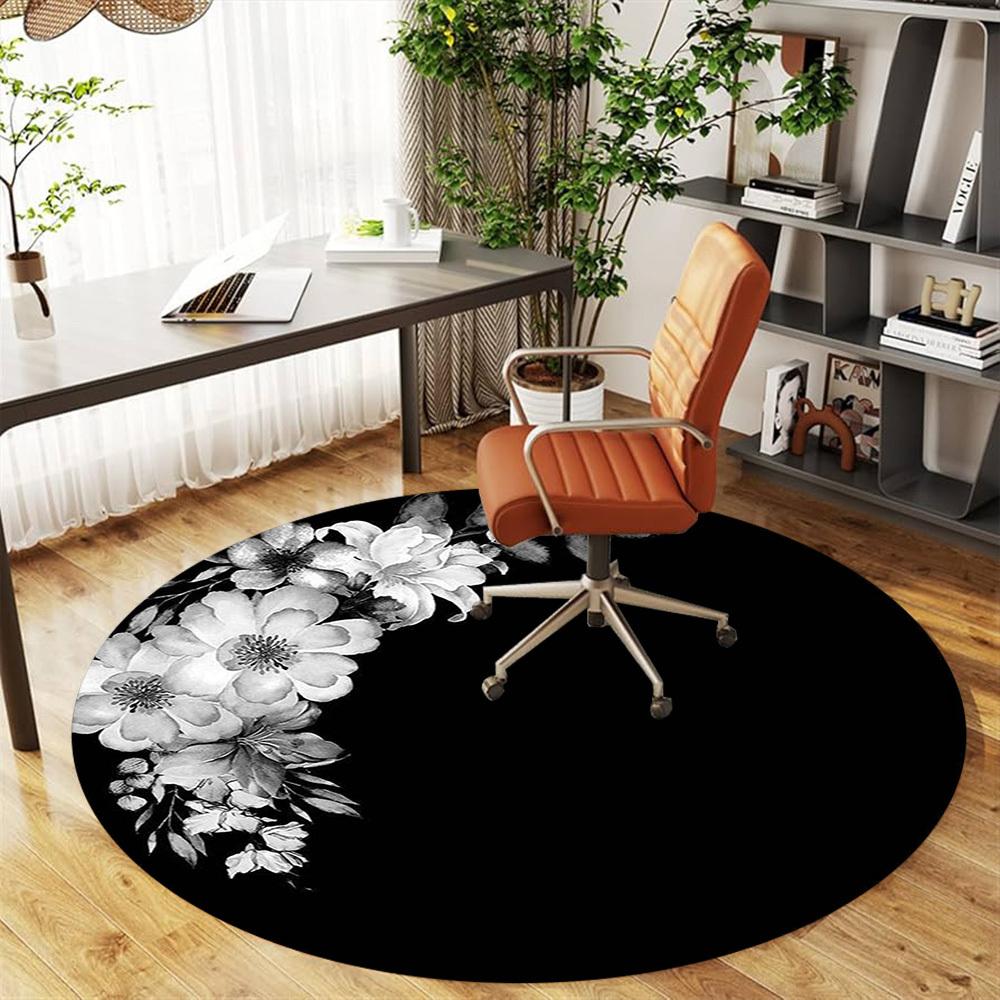 1PC flowers circle Office Round Area Rug, Under Office Chairs Bedroom Living Room Home Decor,Carpet for Office, -1110283
