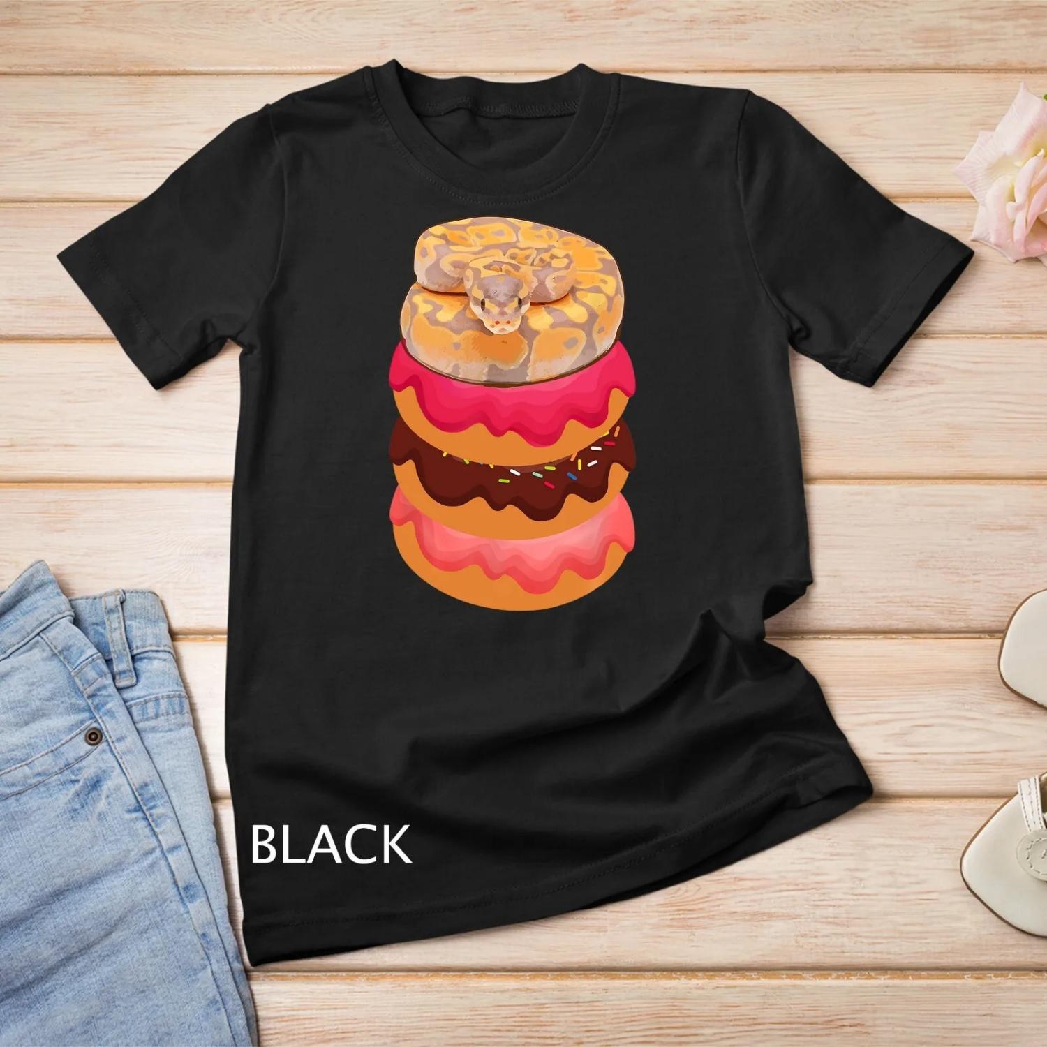Unique Funny Ball Python Snakes Love Donuts Herpatologists T shirt S чёрный