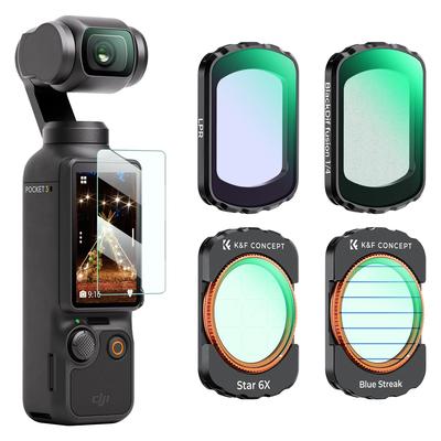 Conjunto de filtros de lente Concept para DJI OSMO Pocket 3 Black Mist Blue Streak Light Pollution Cut Cross Effect Filter Magnetic Destacável Fácil de instalar AGC