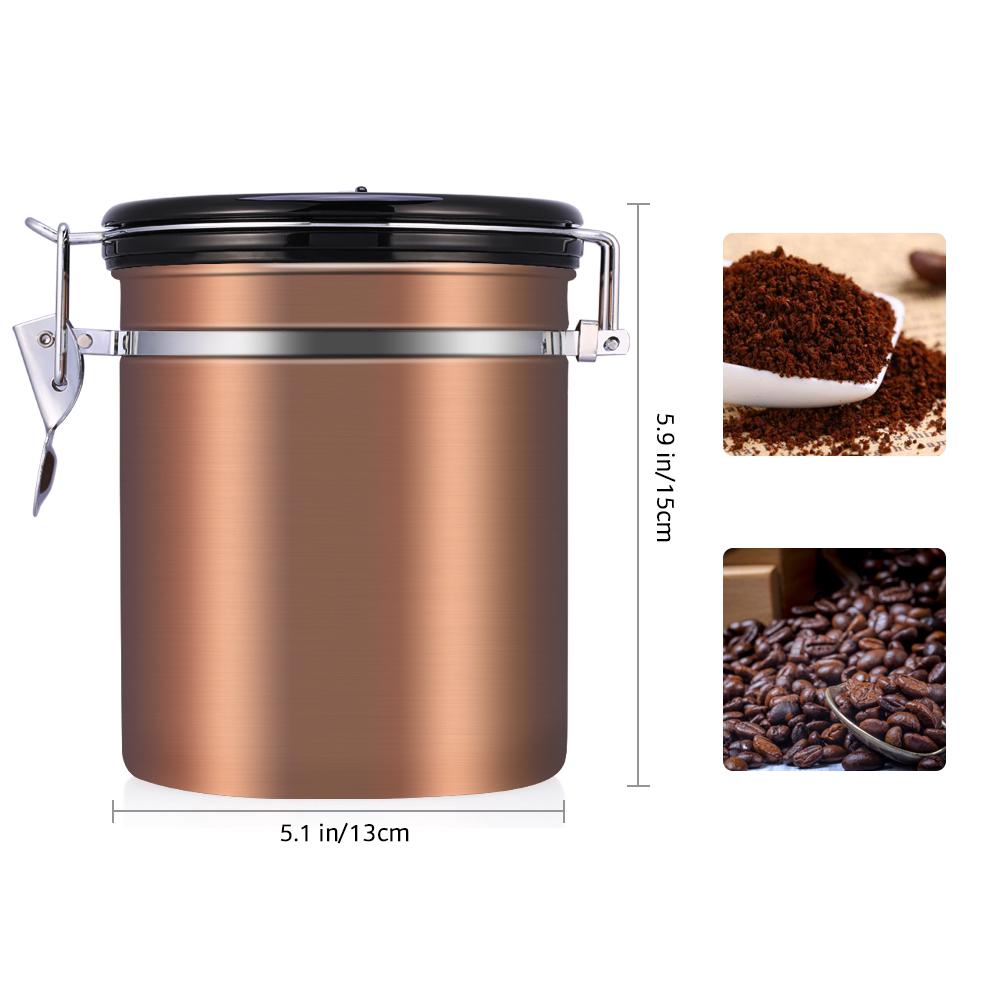 1.5L 304 Stainless Steel Airtight Coffee Beans Container Storage Canister Can