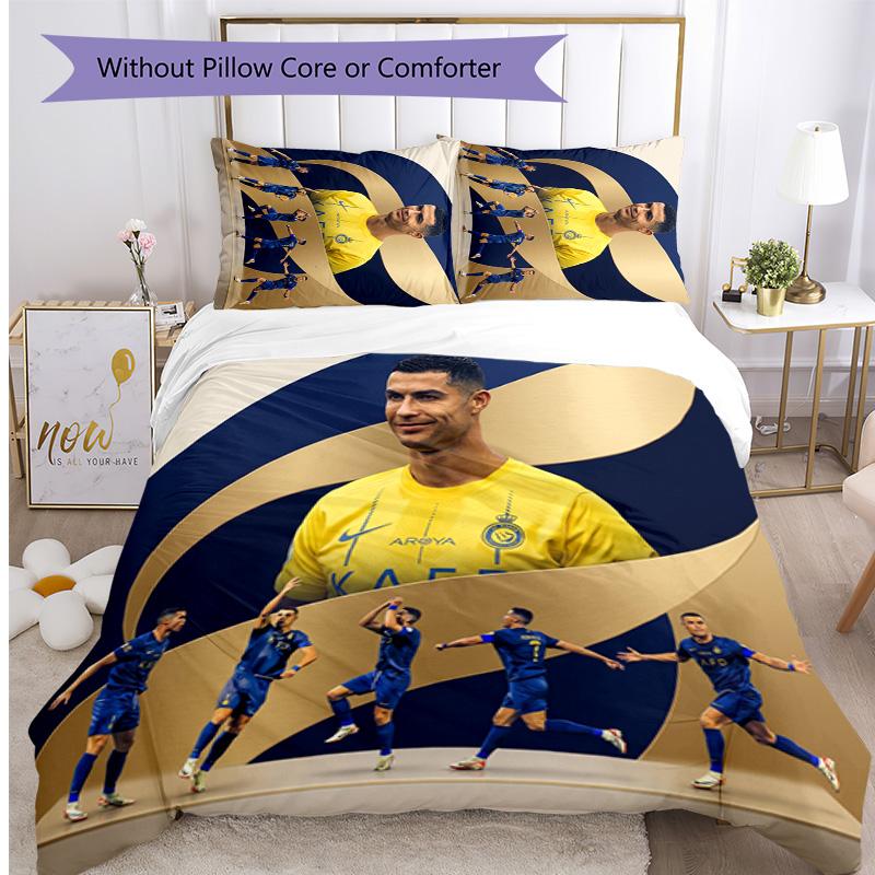 Cristiano Ronaldo Aufdruck Bettwäsche 3-teiliges Set Gemütliches Atmungsaktives Bettbezug-Set als Einweihungs-Feiertagsgeschenk