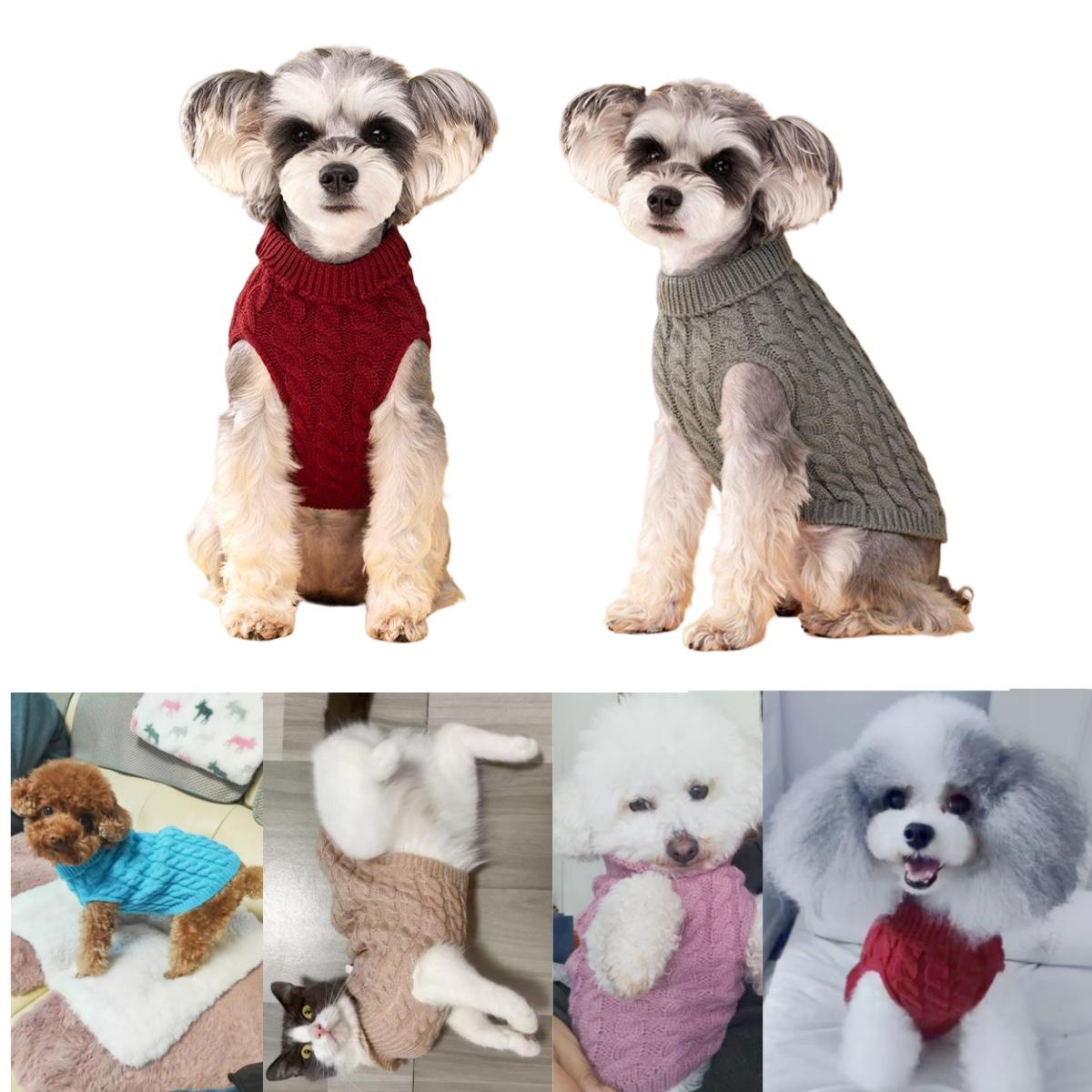 

Новый теплый свитер для щенков, вязаный свитер с воротником-стойкой для домашних животных, верхняя одежда для собак S чёрный