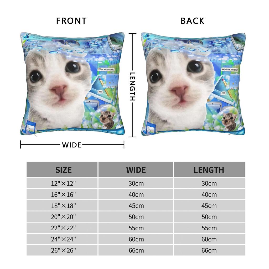 Cat Frutiger Aero Lovely Square Pillow Case Cushion Cover Funny Zipper Decor Pillowcase for Home 40x40cm