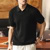 Camisa Polo de Punto de Seda Helada Retro Americana para Hombre Jie Lei Nuo