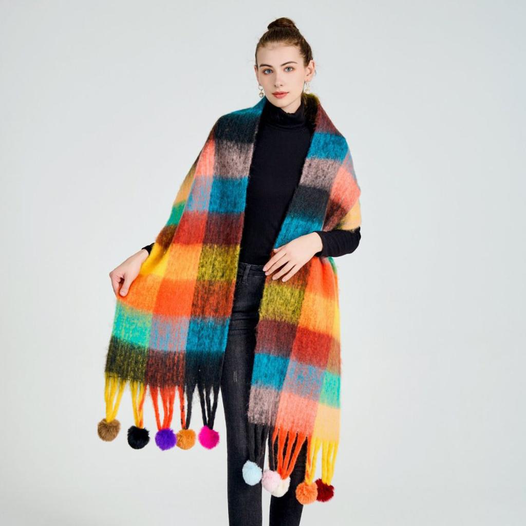 New Men Women Cashmere Scarf Shawl Thicked Warm Blanket Colorful Plaid Long Tassels Soft Shawls Neck Wraps Pashmina Scarves