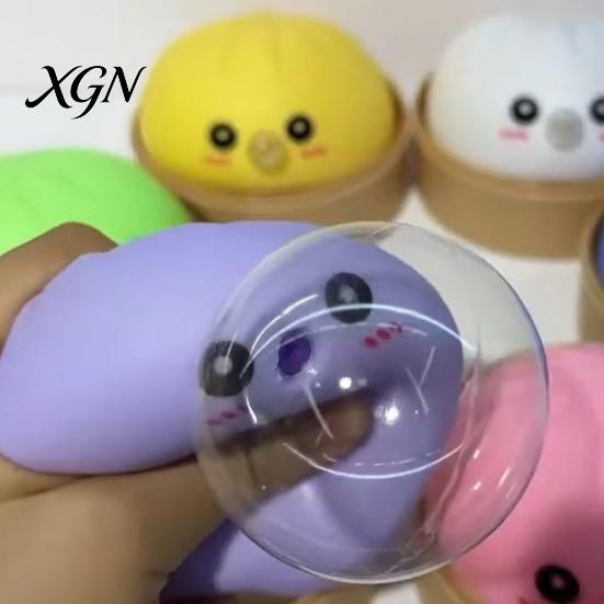Steamed Bun Stress Relief Toy 12Pcs Bubble Blowing with Steamer Cartoon Dumpling Sensory Pinch Fidget Relaxation Decompression Tool