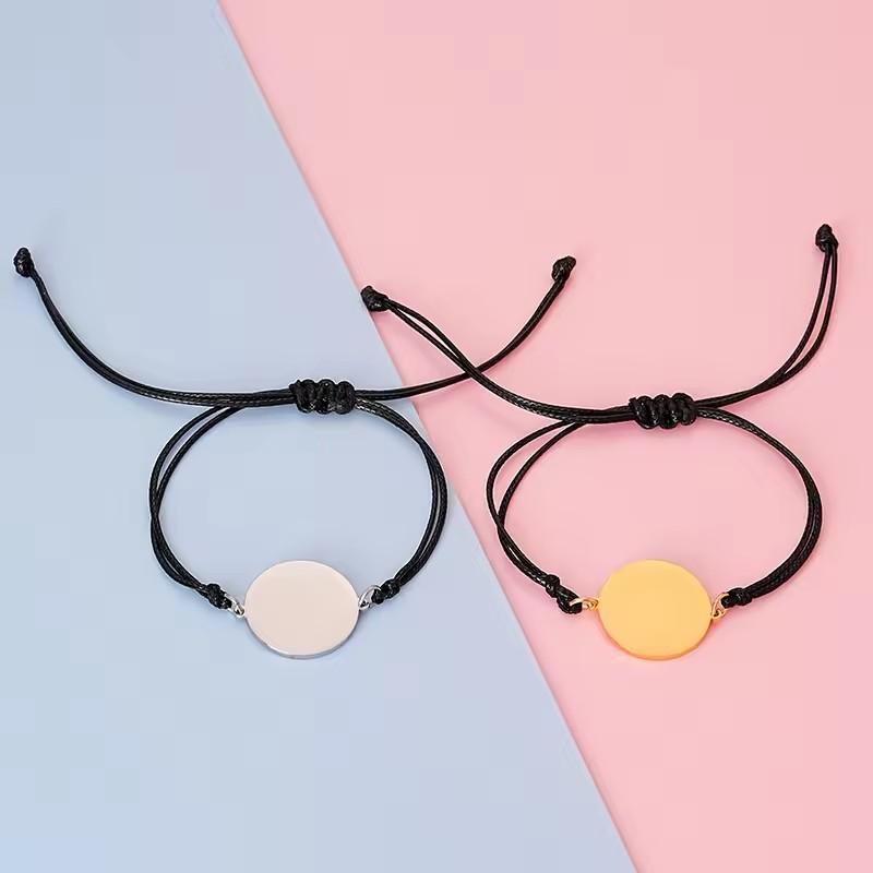 10 fashionable stainless steel circular blanket labels, couple friendship mirror pendants, adjustable bracelets, jewelry gifts