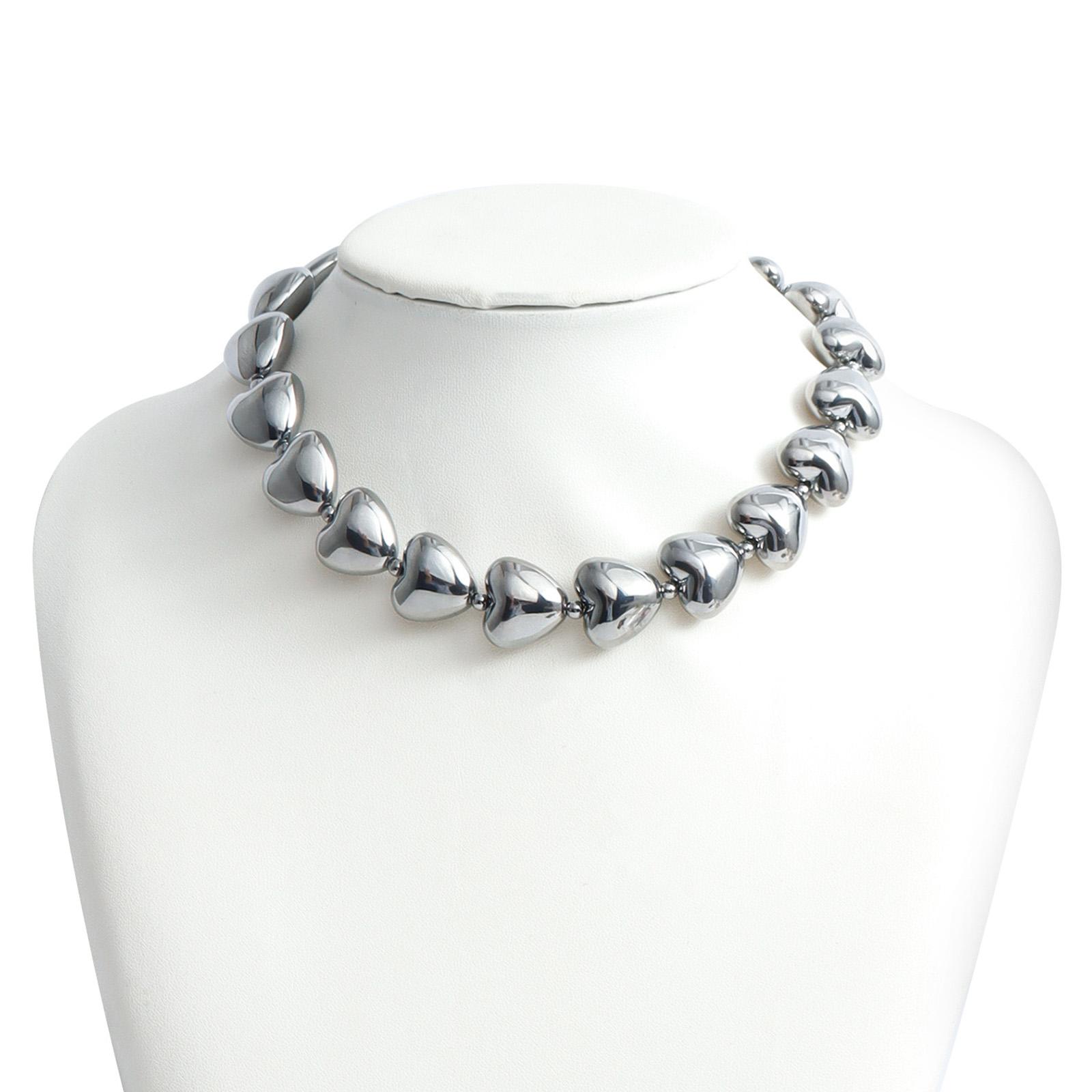 

Ожерелье-подвеска в виде сердца с бусинами цвета оружейного металла, регулируемая длина цепочки, модная цепочка для ключиц, женское ювелирное украшение