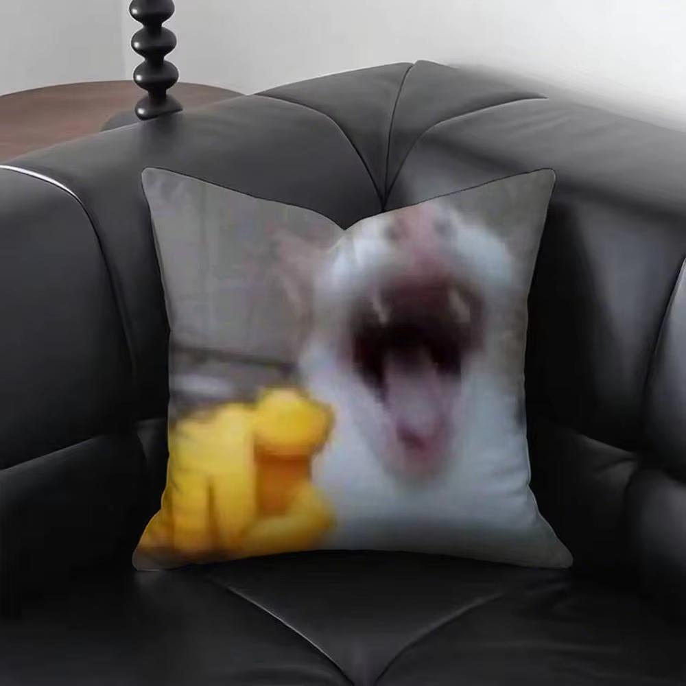 

Funny Cat MMeme Pillow Cover Emoji Print Cushion Case Abstract Design Home Decor for Living Room Sofa Bedroom 45cmx45cm