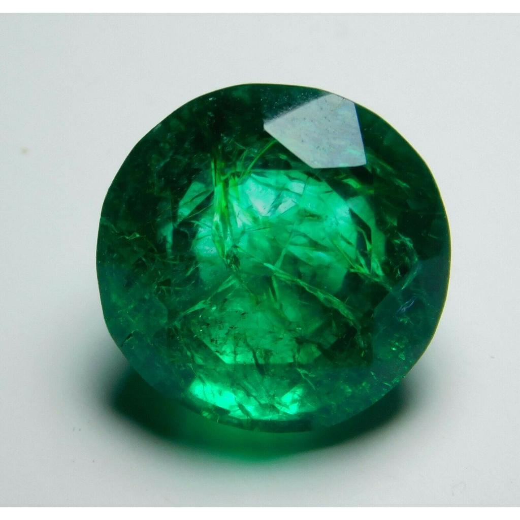 Natural Green Emerald Loose Gemstone 8.65 ct Round Shape for Jewelry Making and Gem Collections