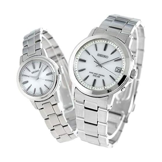 

[SEIKO] SEIKO Watch Pair Watch with Pair Box and Wrapping Spirit Radio Solar Silver SBTM167 SSDY017 Men s Women s