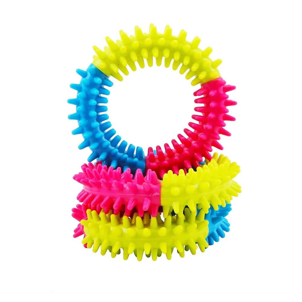 Custom Pet Supplies Tricolor Rubber Thorny Ring Dog Tpr Grinding and Teeth Cleaning Durable Toy