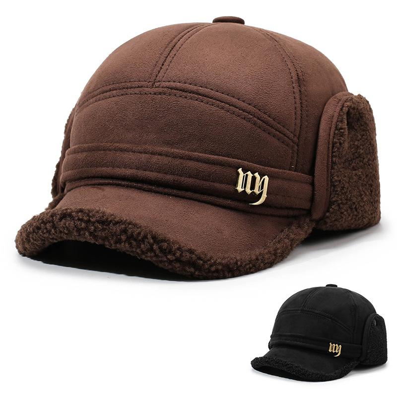 Autumn Winter Woolen Baseball Cap Outdoor Velvet Thick Cap Middle-Aged Men's Warm Ear Protection Bomber Hat