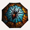 1pc Spider StainedGlass Compact Travel Umbrella, Automatic Folding Lightweight Windproof 8-Bone Reinforced Design, Portable for Backpack Dur