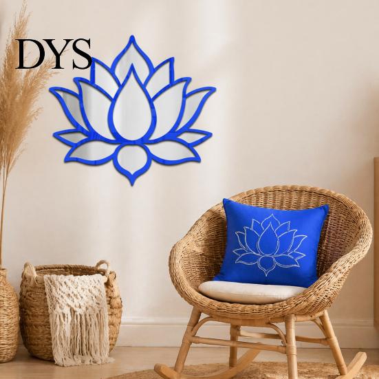 Acrylic Lotus Mirror Wall Sticker Sticker, Flower Decal, Zen Style Chinese Ornament Self Adhesive Decoration for Living Room Bedroom Yoga Studio