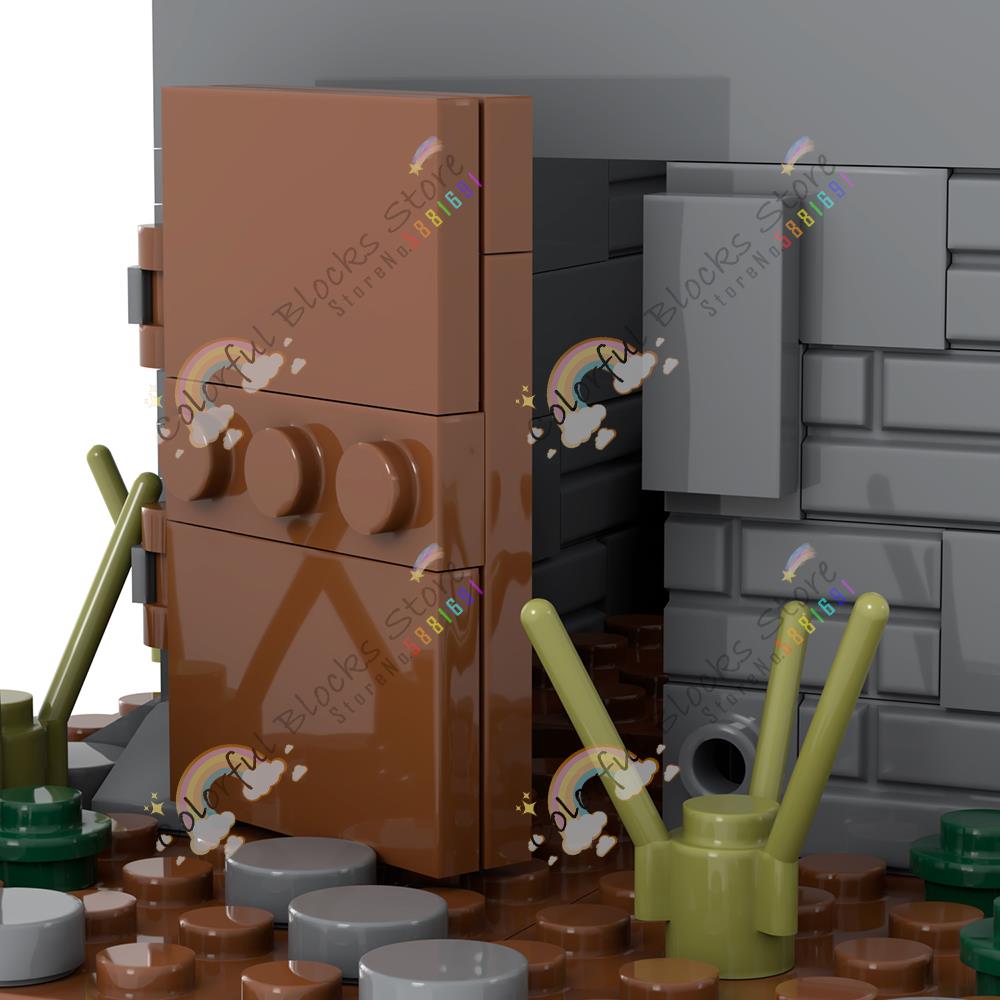 Military Architecture MOC Building Blocks DIY Base Defense Wall Postwar Breakage House Scene Model Assembly Bricks Toys For Kids
