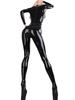 Combinaison Bodysuit Sexy Brillante en PVC pour Femme Col Haut Combinaison moulante Fermeture éclair au dos Amincissante Body Complet Collants de Bonne Maîtresse Leotard de Danse