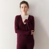 Women's Colorblock Round Neck Two-Piece Cashmere Sweater - Long Sleeve Knitwear for Autumn/Winter