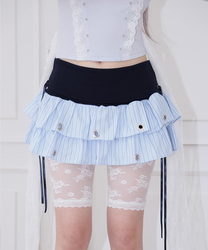 Chelikwili Soft Punk Eyelet Skirt - Blue