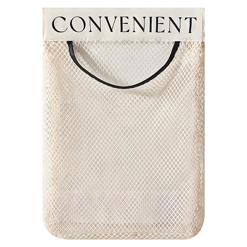 Wall-Mounted Mesh Kitchen Storage Bag - Large Opening, High Capacity Hanging Organizer