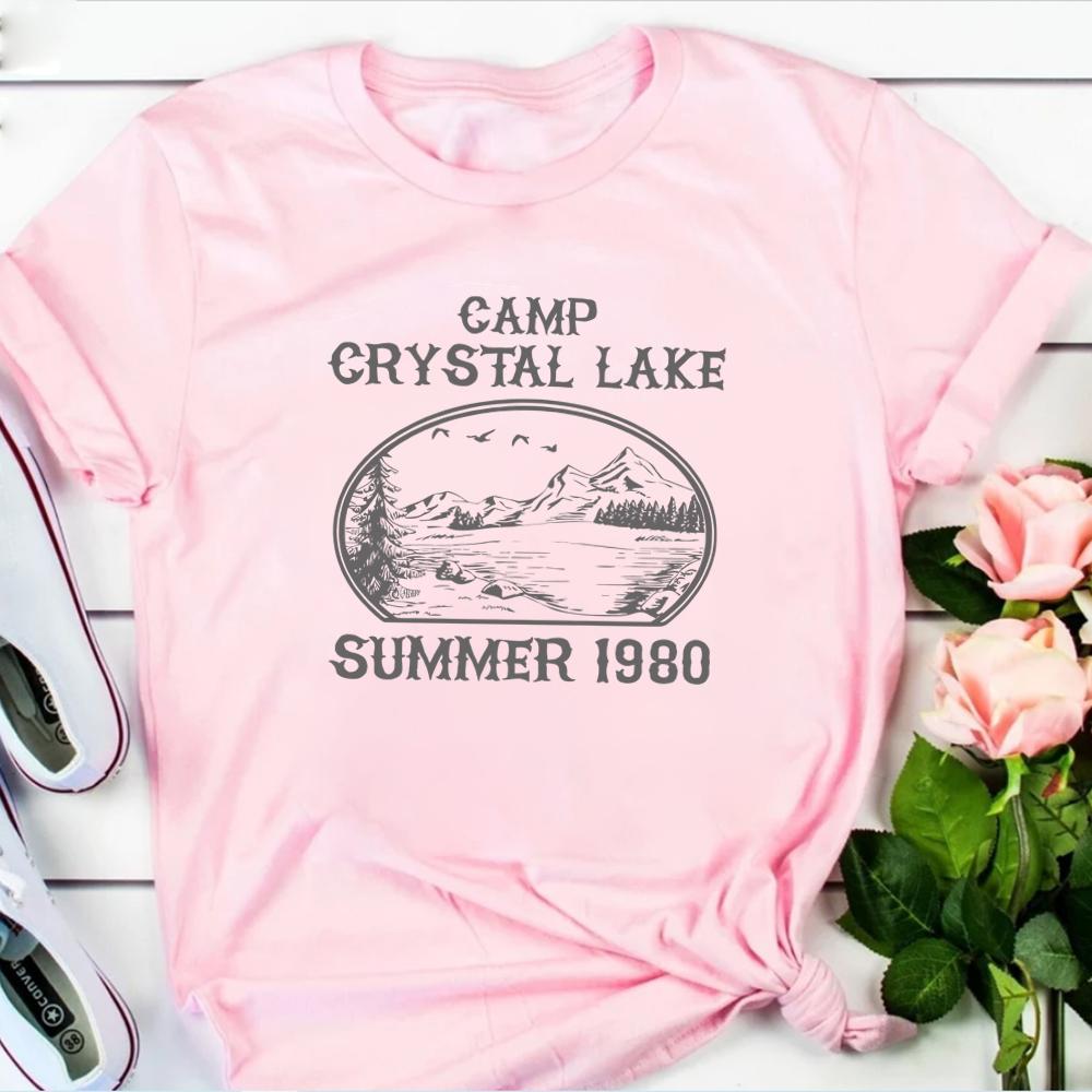 Camp Crystal Lake T-shirt Friday The 13th Vintage Shirts Horror Movie Shirts Camp Counselor Tee 80s Retro Short Sleeves Tops