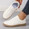 Pantofi Sport Casual Albi Plati de Toamnă pentru Femei, Încălțăminte Stil Gump pentru Antrenament, Disponibili în Mărimi Mari.