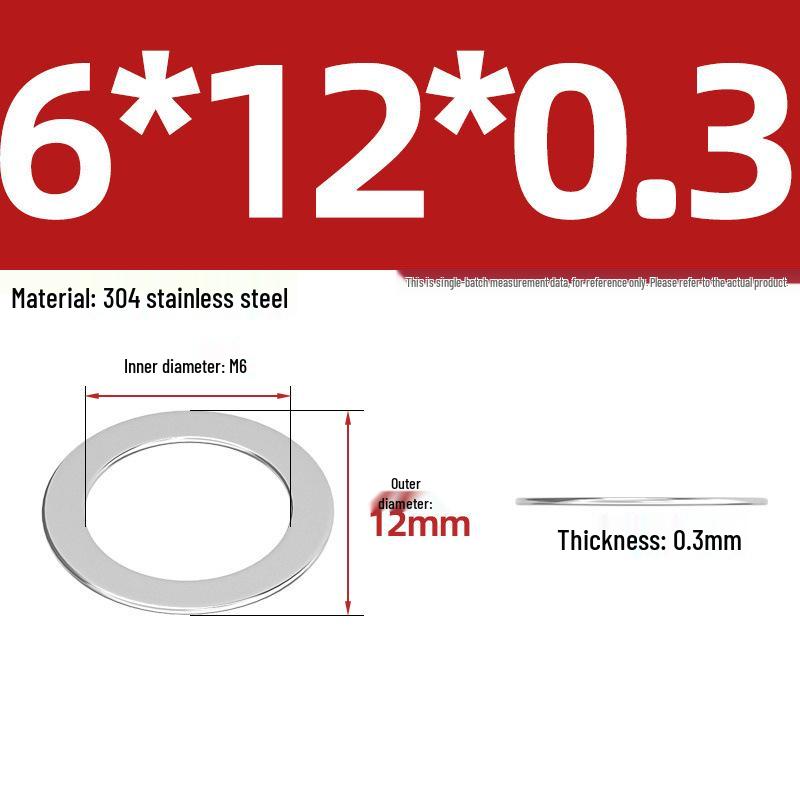 304 Stainless Steel Ultra-Thin Flat Washers - Available in Thickness: 0.1mm, 0.2mm, 0.3mm, 0.5mm