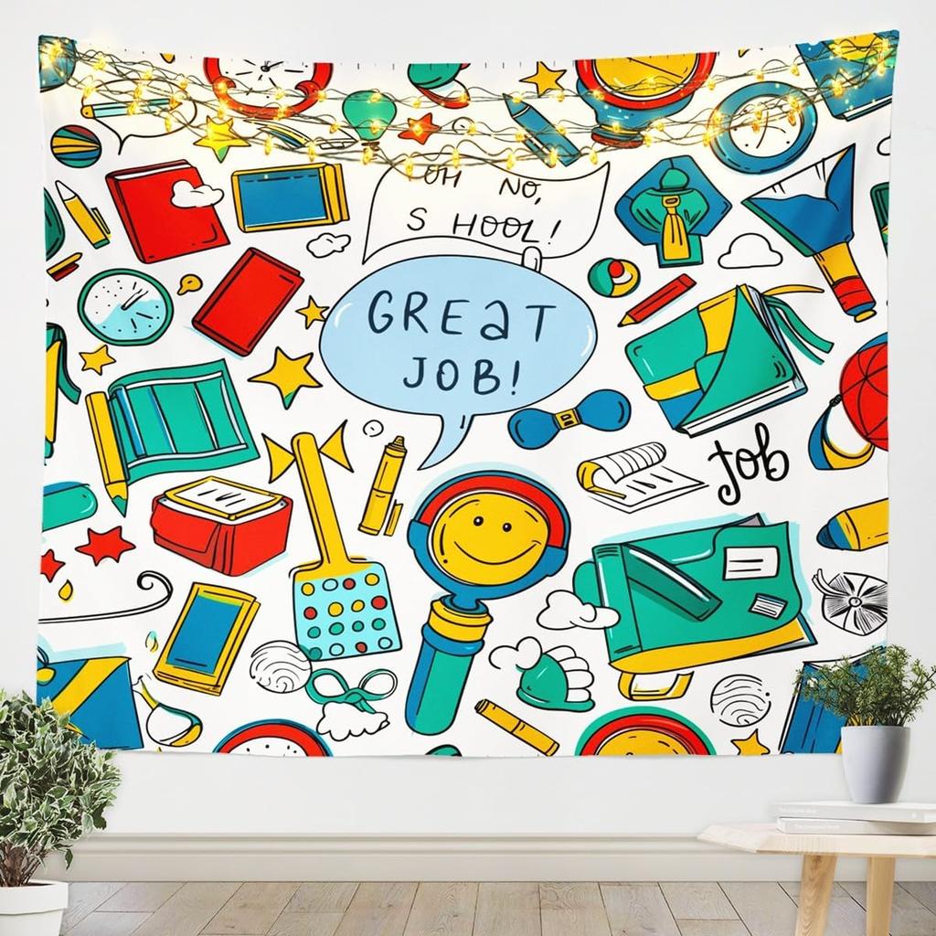 School Supplies Tapestries Drawing Board Paintbrush Wall Hangings Art,Students School Study Tapestry Fine Arts.Themed Wall Art