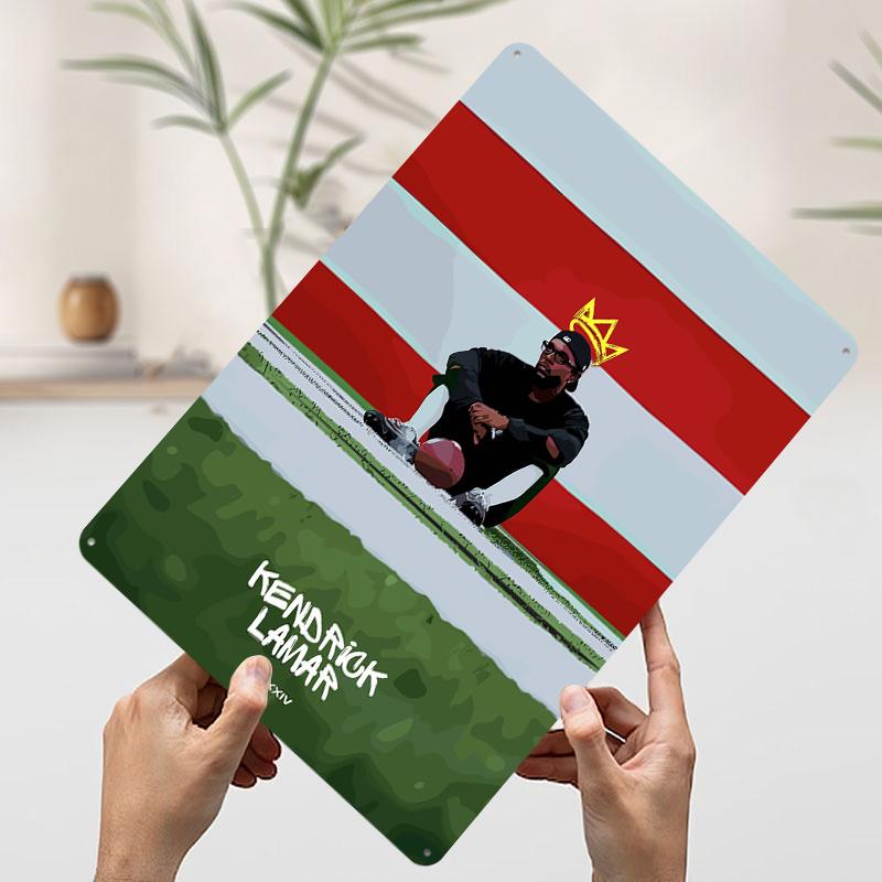 Kendrick Lamar Football Field Art Printed Poster Customized Wall Art Retro Vintage Metal Tin Signs for Home Bedroom Decoration