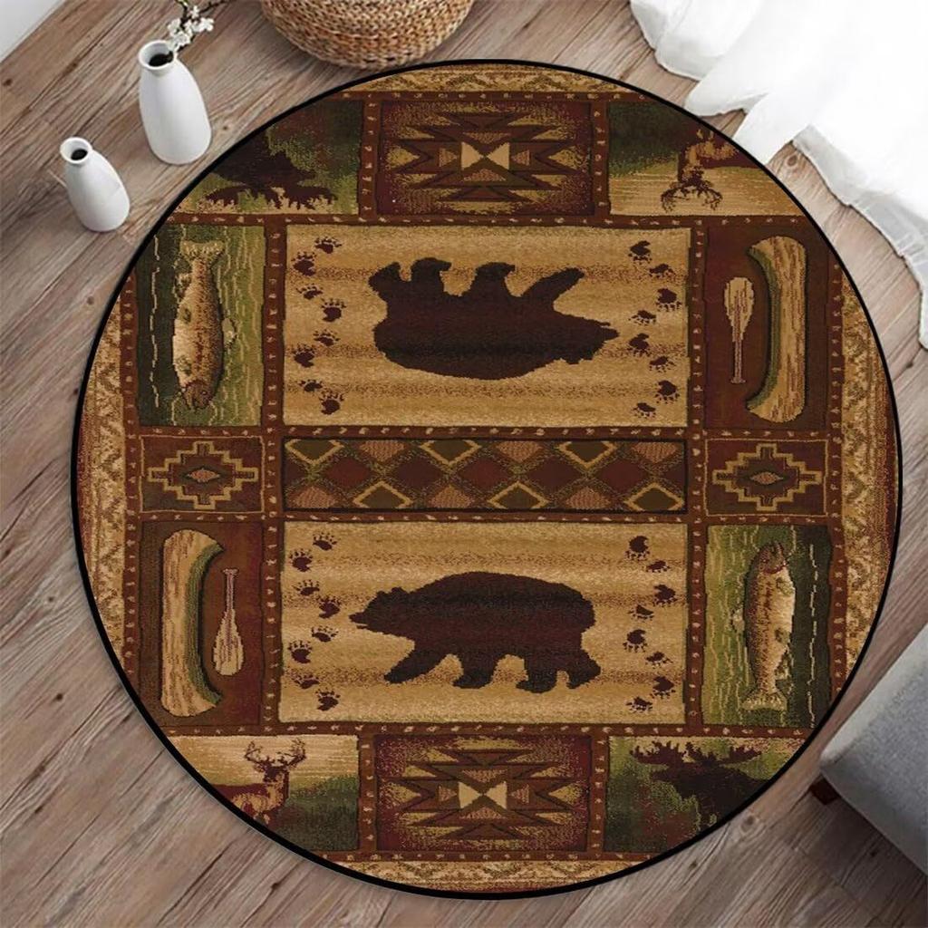 Retro American Carpet Round Chair Carpet Bedroom Bedside Stain Resistant Water Absorbing Carpet