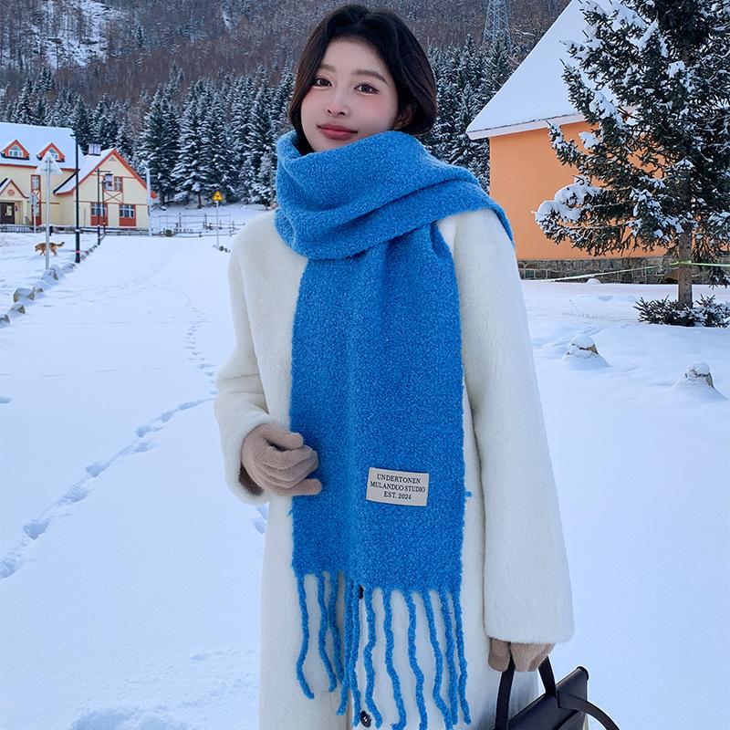 Fashion Women Thick Shawl Wraps Scarf Winter Warm Fashion Solid 80% Wool Pashmina Scarves Long Tassel Hijab Stoles Soft Bufanda