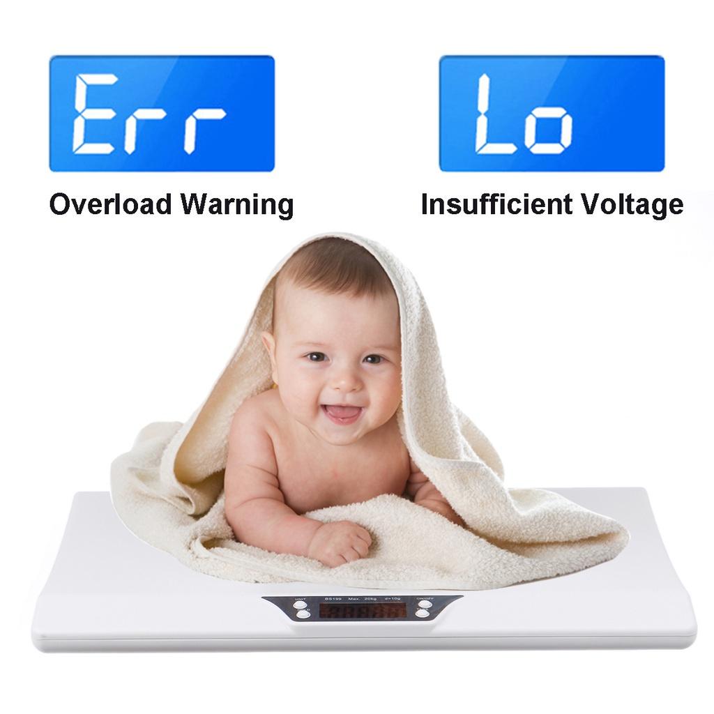 20kg Max Newborn Dog Cat Scales Multifunctional Smart Electronic Baby Weight Scale LED Display Household Measure Tool 21.65*13.19*1.78""
