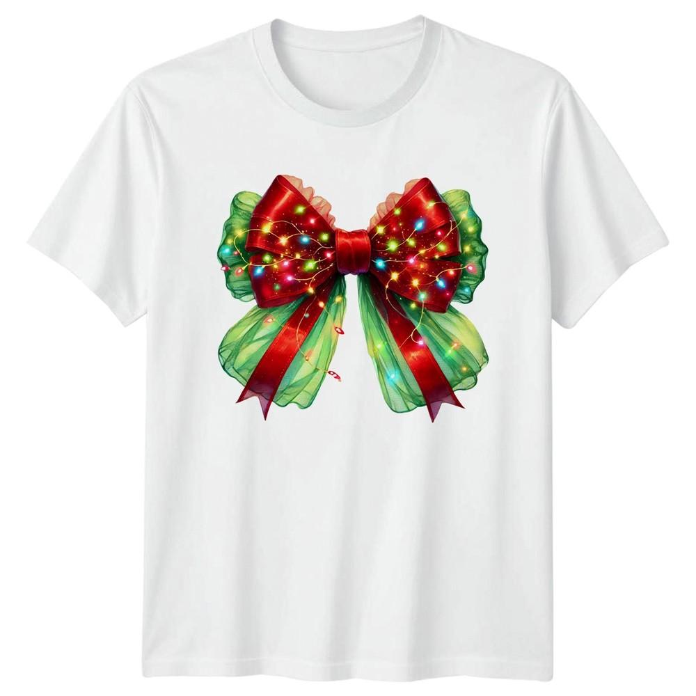 Christmas Bow Lights Holiday Unisexs TShirt Unisexs Tee Graphic Unisex Top Festive S