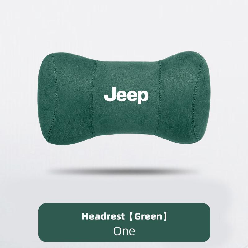 Car Suede Headrest Auto Logo Seat Neck Pillow Head Support For Jeep Grand Cherokee Wrangler JK Gladiator Compass Renegade Recon