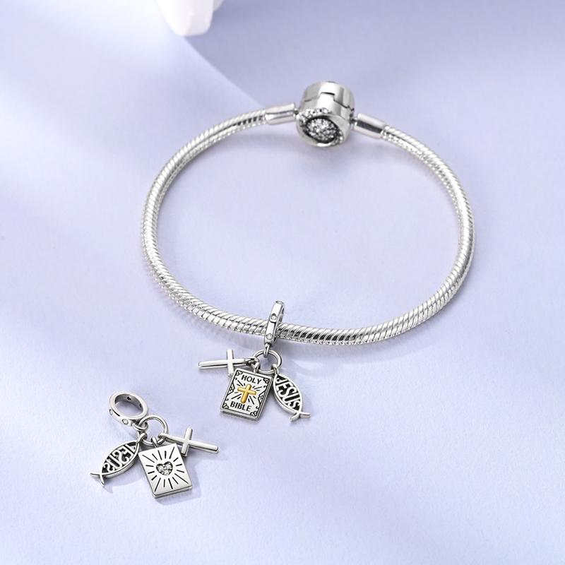 Sacred Bible Cross Pendantscopper Plated Original Beads Fit Originalcharms Bracelet Beads Jewelry Gifts For Women